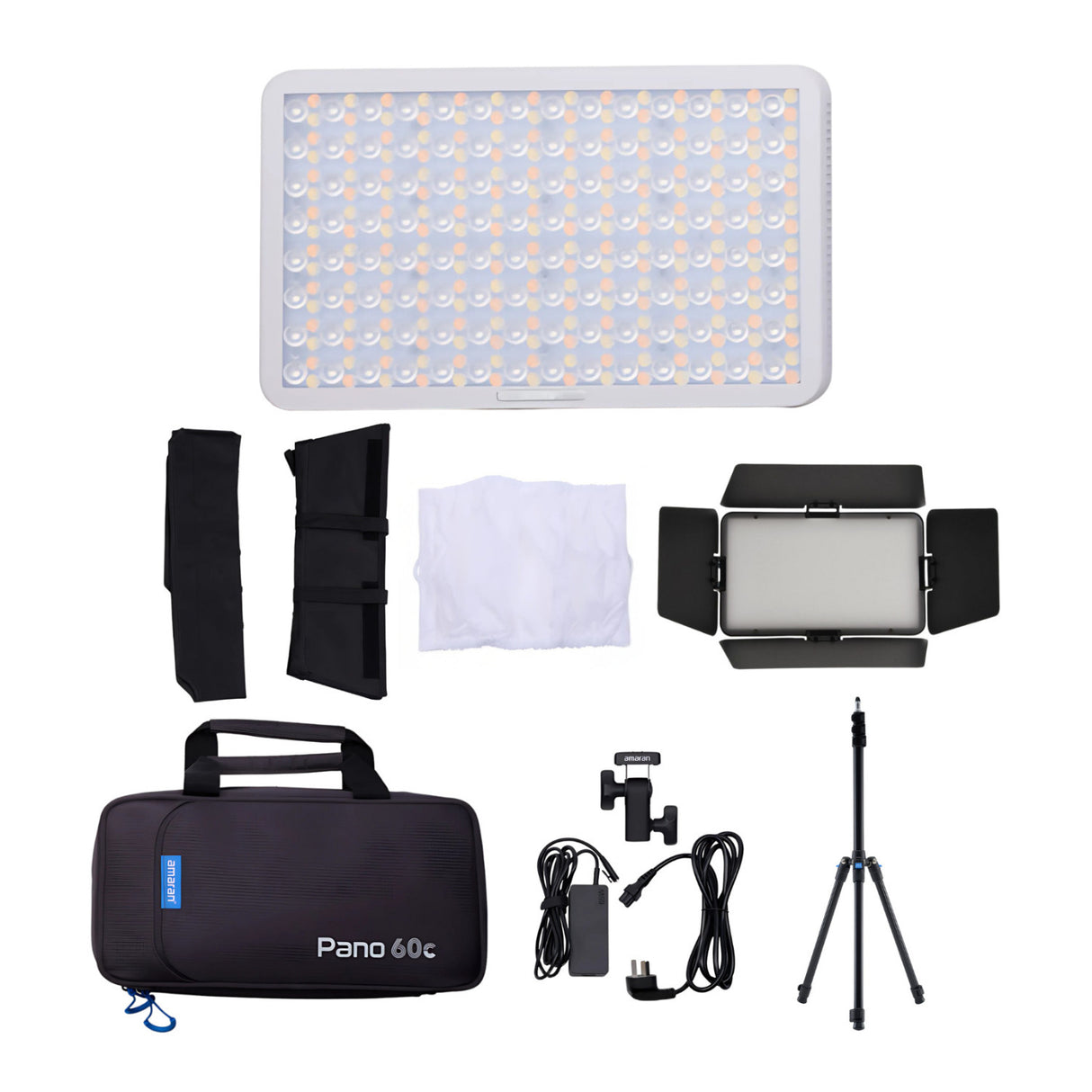 Amaran Pano 60c Kit White (US) Bundle with Barn Door and 2m Light Stand