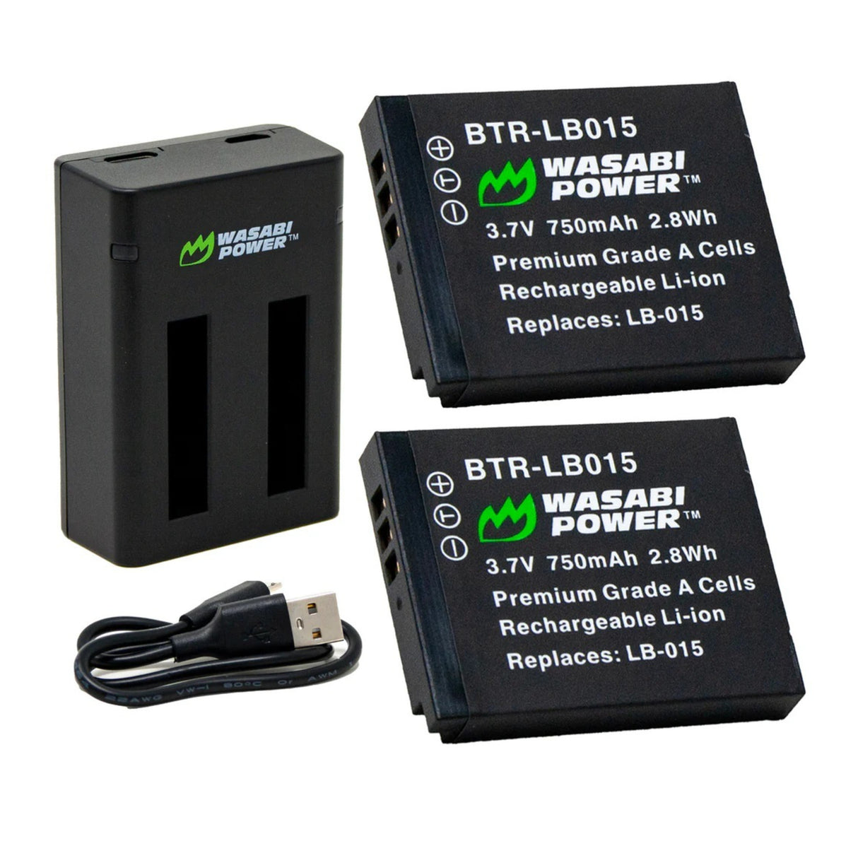 Wasabi Power Kodak LB-015 750mAh Battery and Dual Charger (2-Pack)