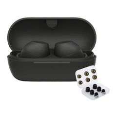 Sony Wireless Noise-Cancelling Earbuds (Black) Bundle with Ear Tips (2 Items)