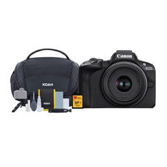 Canon EOS R50 Mirrorless Camera with 18-45mm Lens SD Card and Accessories Bundle