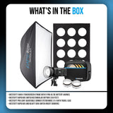 Westcott FJ400 400WS Black Strobe with Rectangular Softbox, System Mods, and Switch Insert Bundle