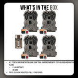 Stealth Cam Browtine 20MP Trail/Game Camera with 720P HD Video, 0.8s Trigger Speed - Camo (4 Pack)