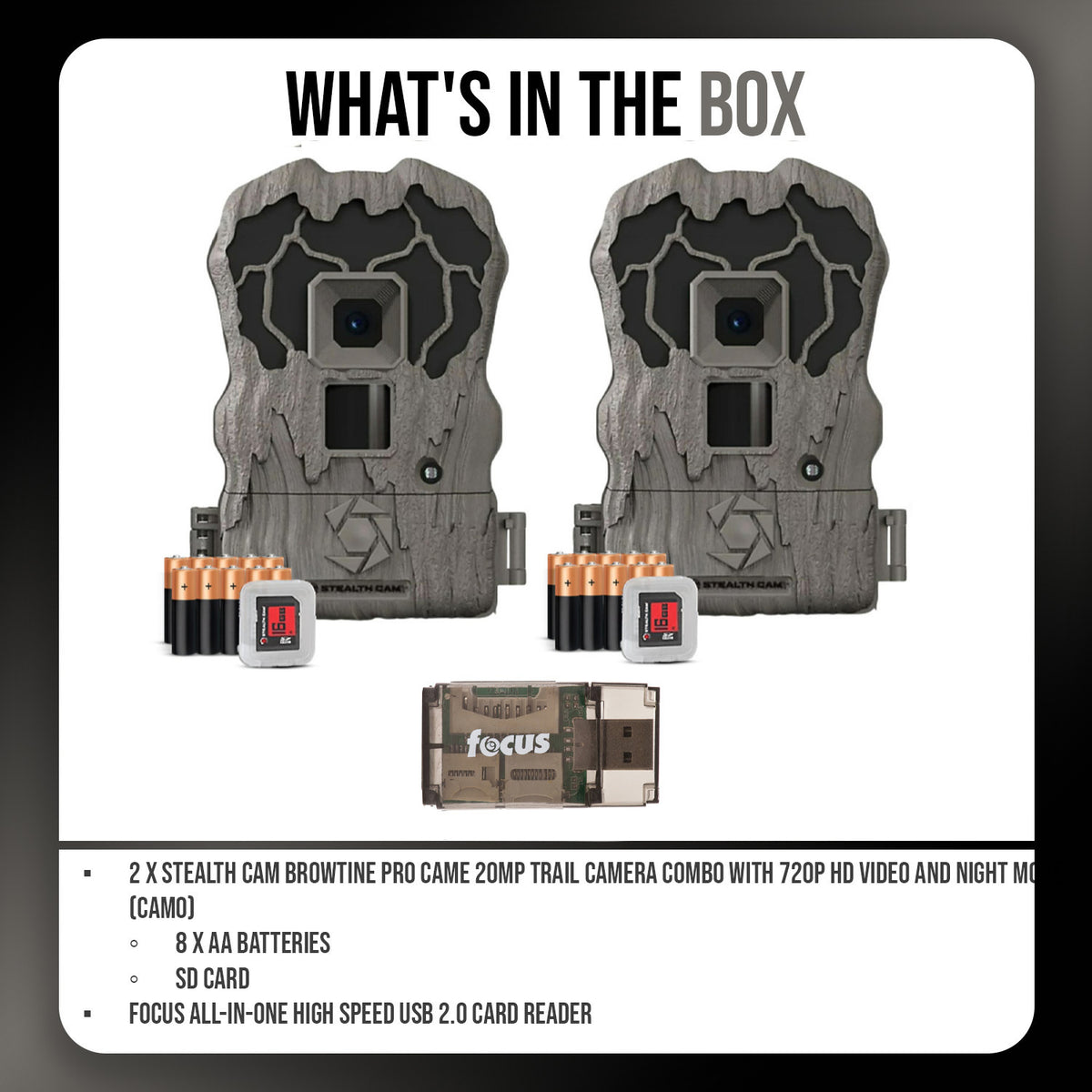 Stealth Cam Browtine 20MP Trail/Game Camera with 720P HD Video, 0.8s Trigger Speed - Camo (2 Pack)