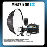 Westcott FJ400 400Ws Strobe with AC and DC Lithium Polymer Battery with Westcott Beauty Dish Bundle