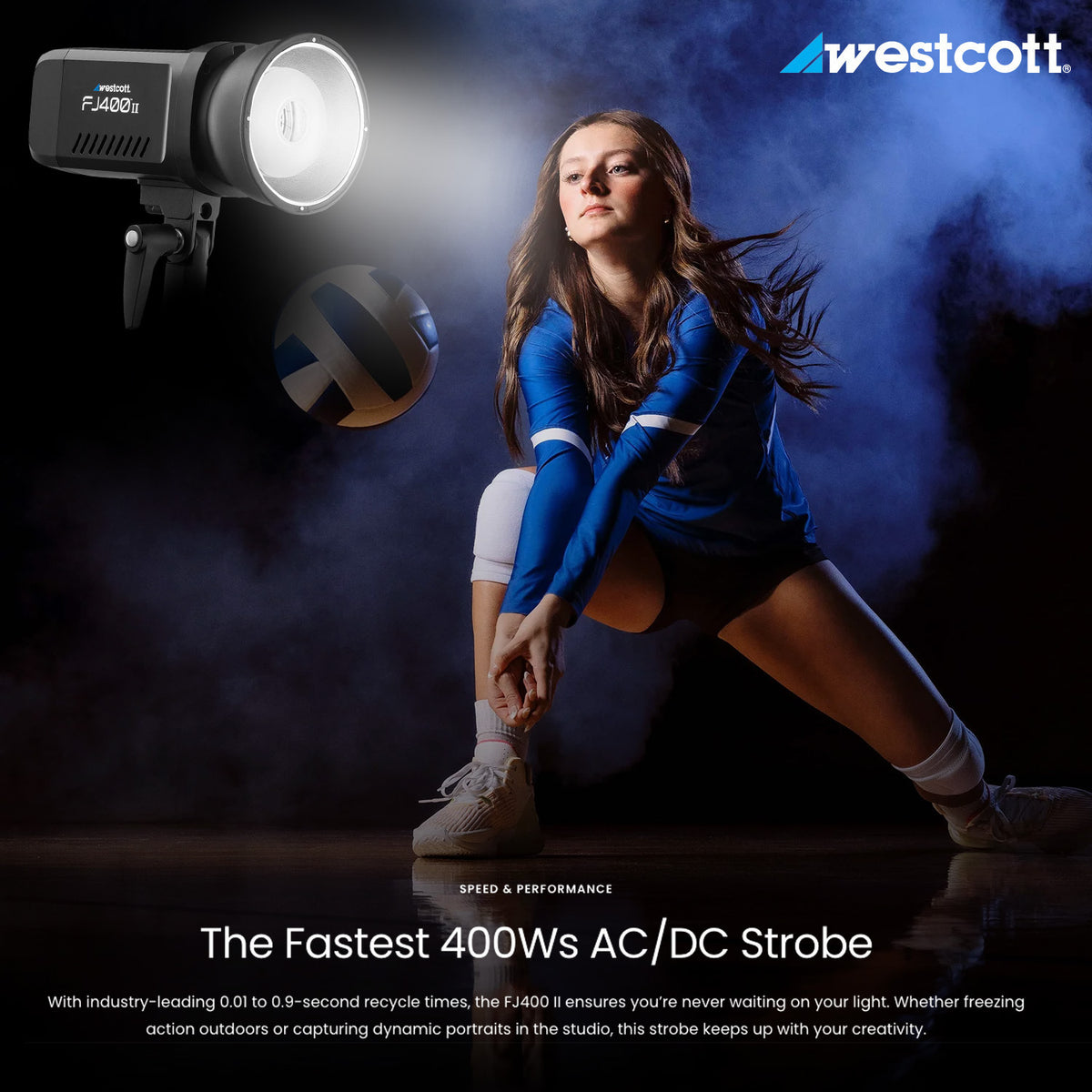 Westcott FJ400 400Ws Strobe with AC and DC Lithium Polymer Battery with Diffusion Fabric Bundle
