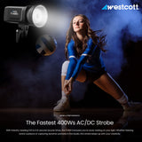 Westcott FJ400 400Ws Strobe with AC/DC Lithium Polymer Battery with Medium Apollo Softbox Bundle