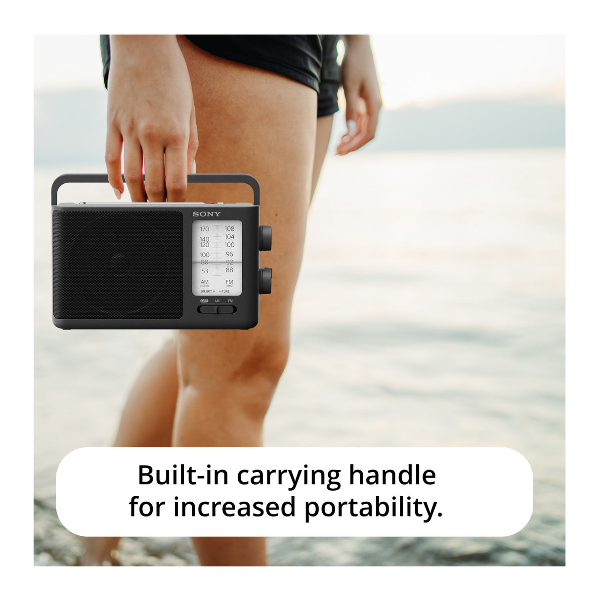 Sony ICF506 Portable Radio with AA (4-pack) and In-Ear Earbud Headphones Bundle