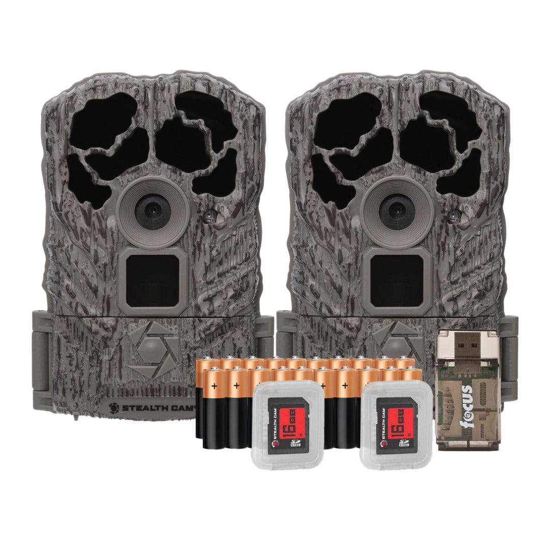 Stealth Cam Browtine 18MP Digital Trail Camera Combo with SD Card Reader (2 Pack)