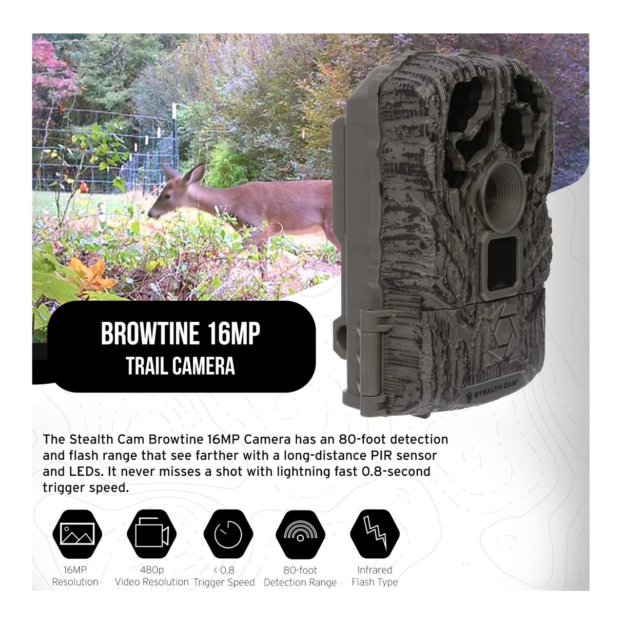 Stealth Cam Browtine 16MP Trail Camera with 32GB SD Card and Reader (10-Pack)