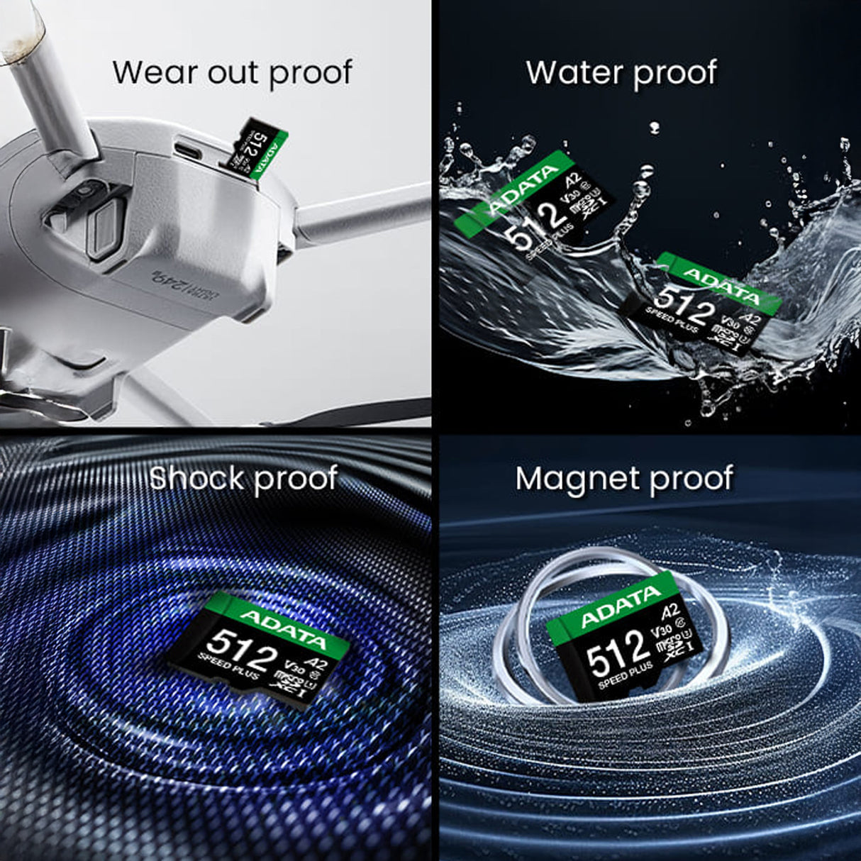 ADATA SPEED PLUS 128GB microSDXC UHS-I U3 Class 10 A2 V30 Temperature-Proof Memory Card