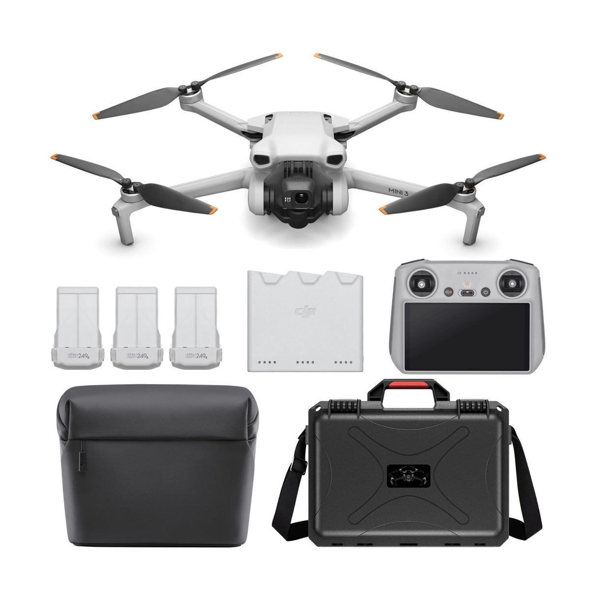 DJI Mini 3 Camera Drone with DJI RC Remote Controller (Fly More Combo) with Waterproof Hard Case bundle