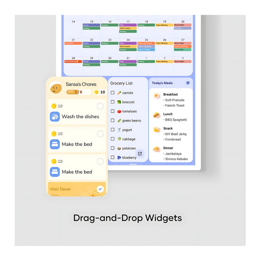 Cozyla Calendar Plus Gen2 32-Inch UHD4K Family Calendar (White) Bundle