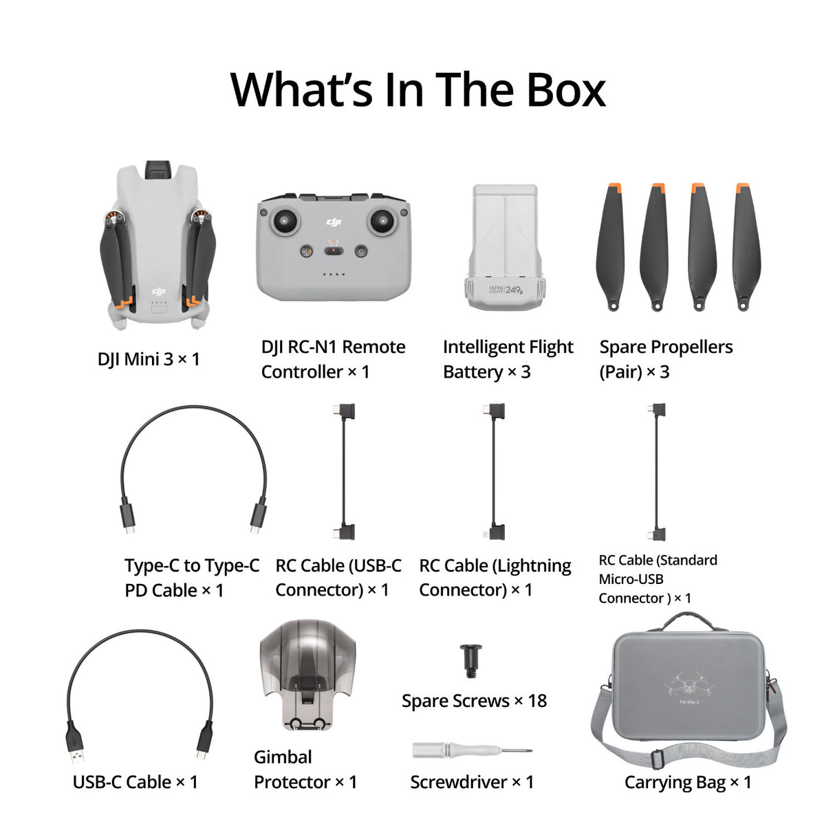 DJI Mini 3 Camera Drone with DJI RC Remote Controller with Carrying Case Bundle