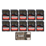 SanDisk 64GB Extreme Pro SDXC UHS-I Memory Card (10-Pack) with USB Card Reader