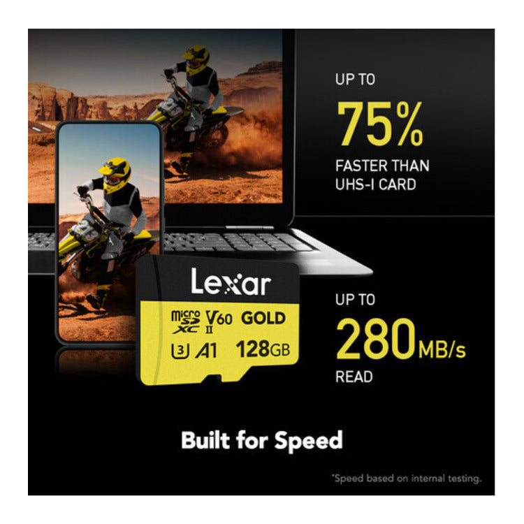 Lexar Professional 128GB GOLD microSDXC UHS-II Memory Card