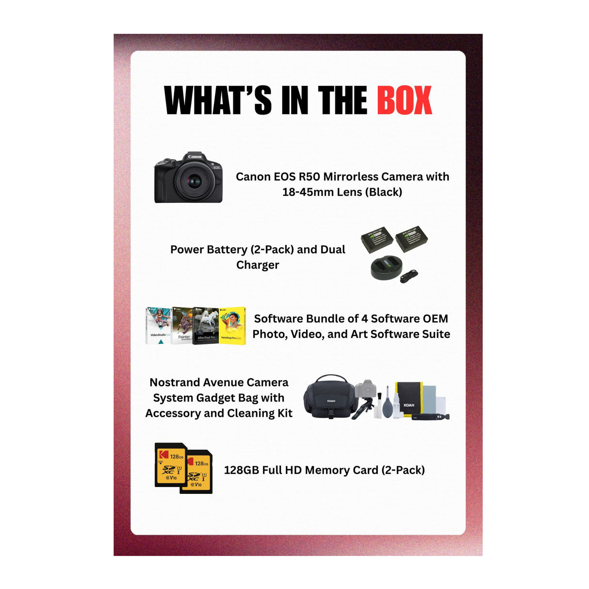 Canon EOS R50 Mirrorless Camera with 18-45mm Lens (Black) Bundle