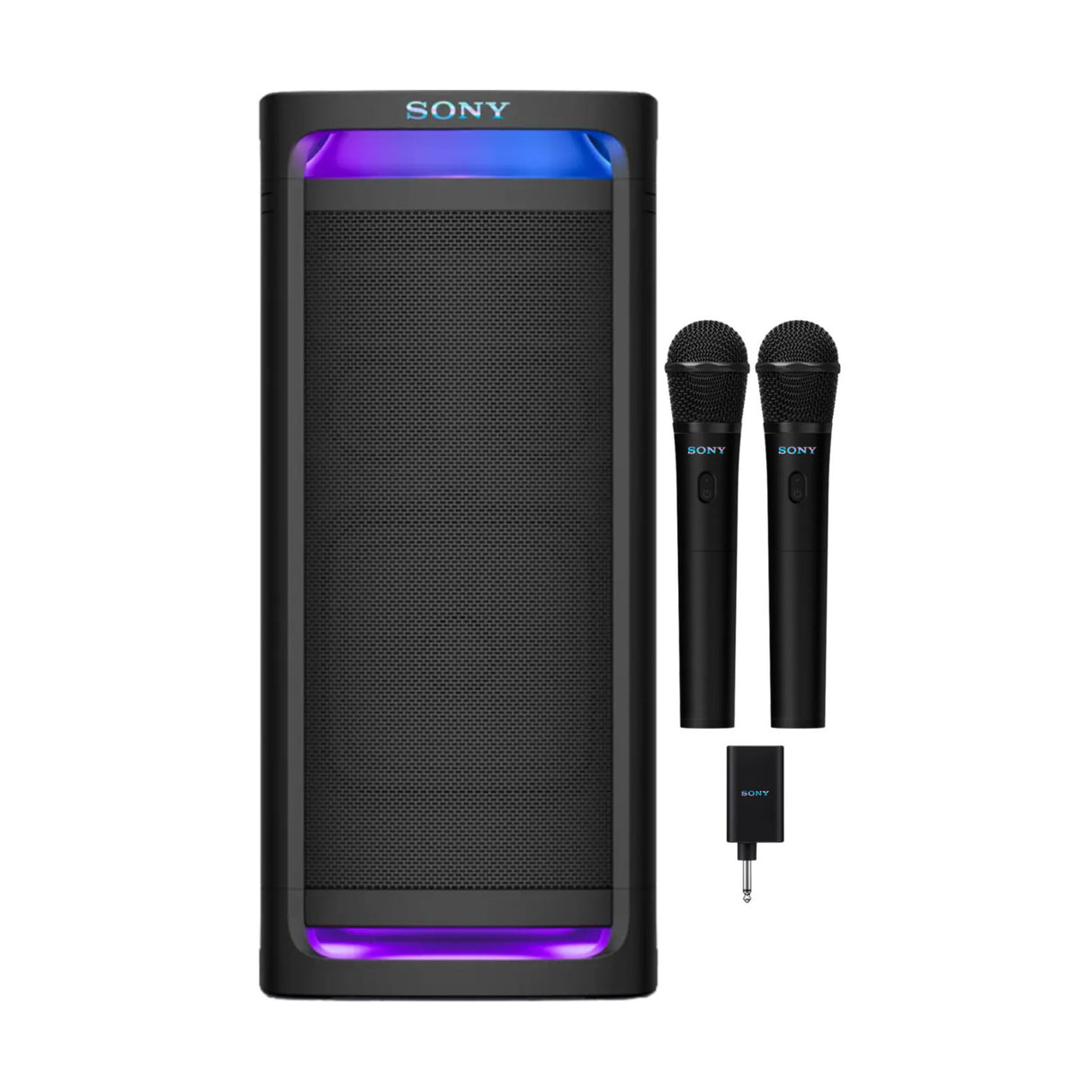 Sony ULT Tower 9AC Speaker (Black) Bundle with Wireless Microphones (2-Pack)