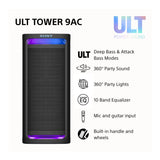 Sony ULT Tower 9AC Speaker (Black) Bundle with Wireless Microphones (2-Pack)