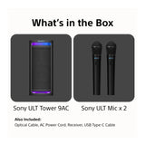 Sony ULT Tower 9AC Speaker (Black) Bundle with Wireless Microphones (2-Pack)