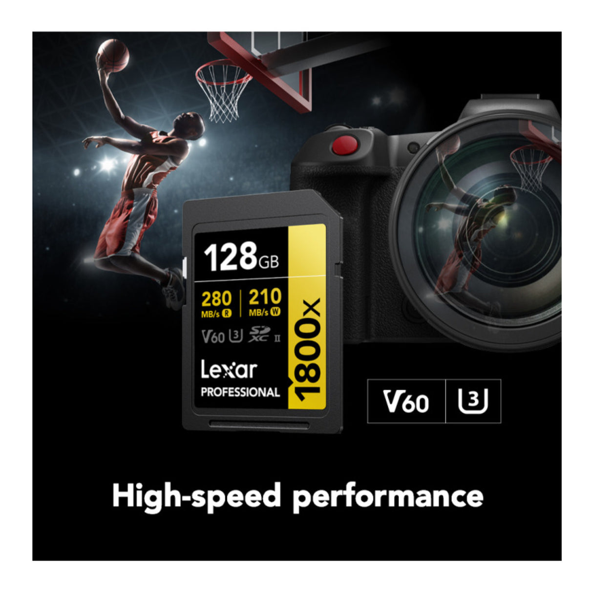 Lexar 128GB Professional GOLD Series 1800x SDXC V60 Memory Card (2-Pack) Bundle