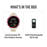 Garmin Forerunner 570 - 42mm Raspberry Aluminum Bundle with Clip-On Flashlight