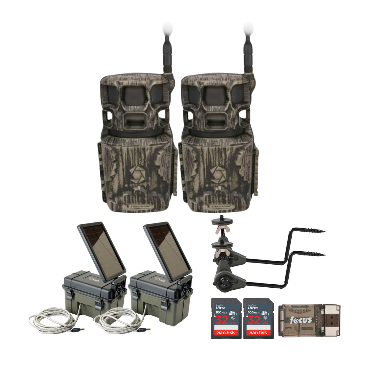 Stealth Cam Revolver Pro 2.0 360 Degree 40MP 1440p Brown Trail Cameras Bundle