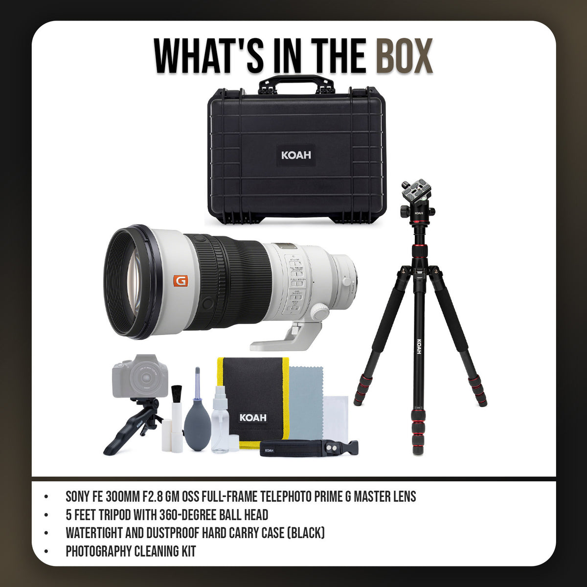 Sony FE 300mm F2.8 GM OSS Full-Frame Telephoto Prime G Master Lens with 5 Feet Tripod Bundle