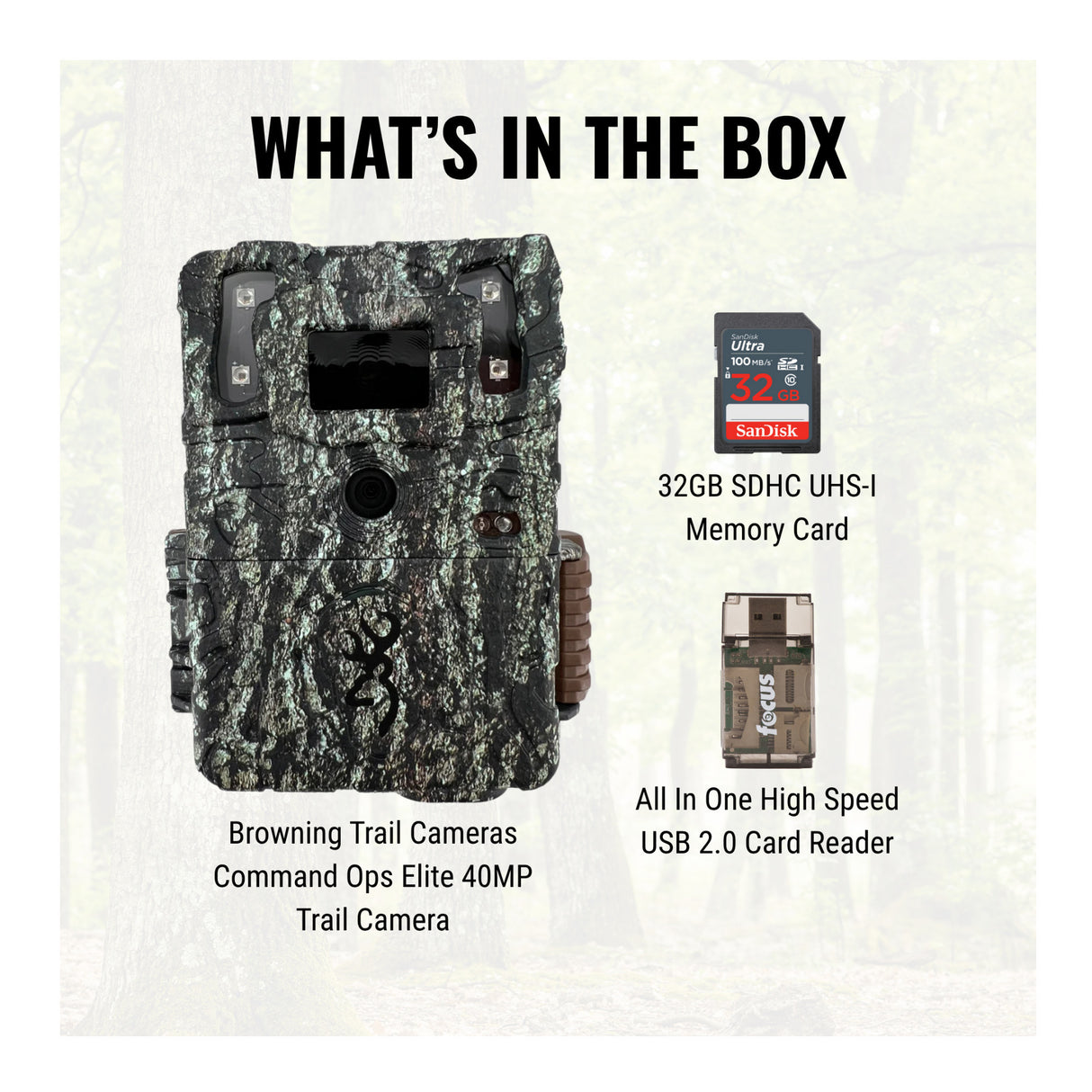 Browning Trail Cameras - Command Ops Elite 40MP with Memory Card and Card Reader