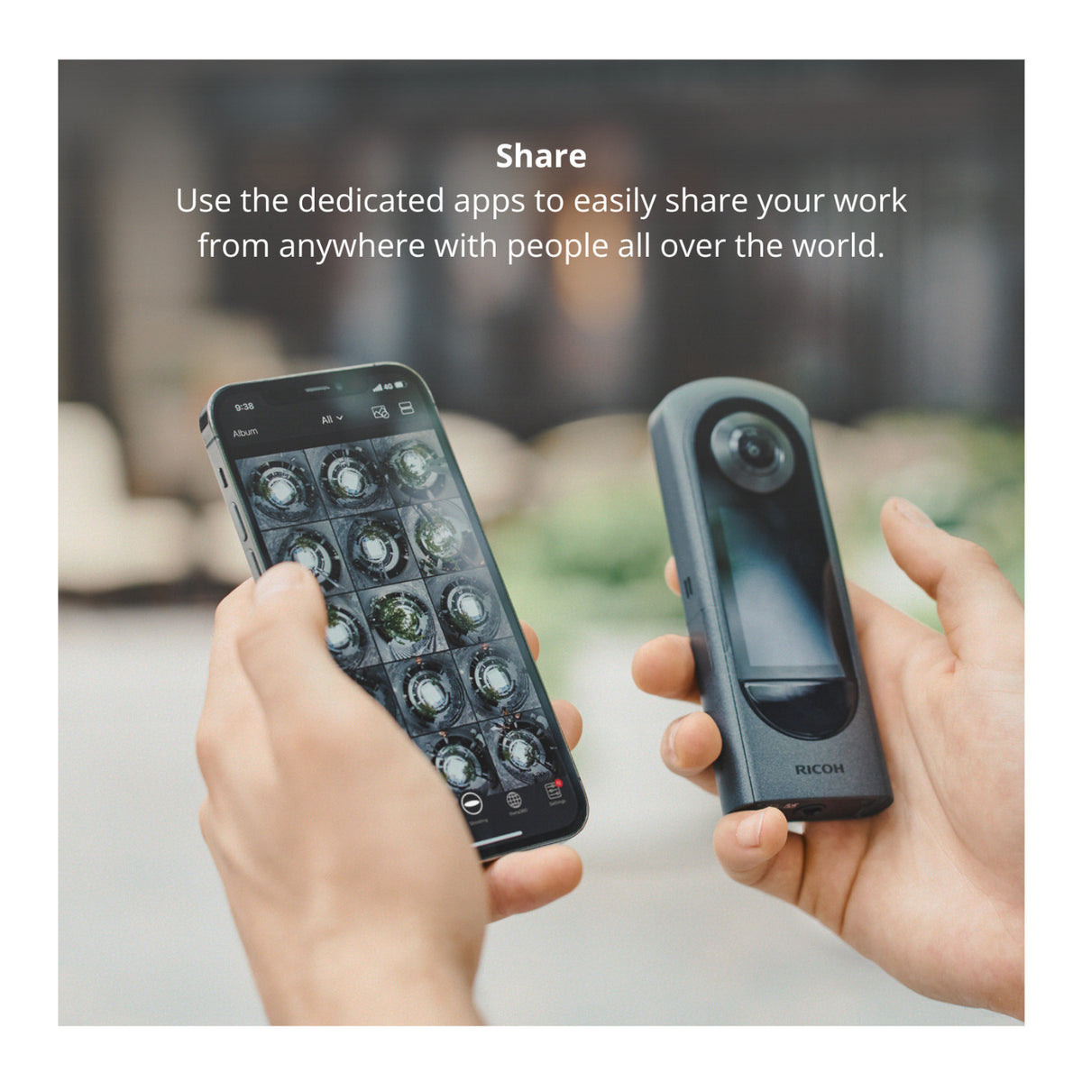 Ricoh Theta X 360-Degree Camera with Lens Cap TL-3 Bundle with Accessories