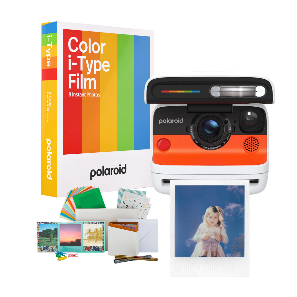 Polaroid Flip Instant Camera with Sonar Autofocus (White) and Accessories Bundle