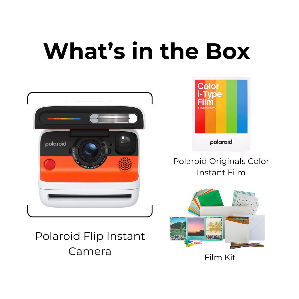 Polaroid Flip Instant Camera with Sonar Autofocus (White) and Accessories Bundle