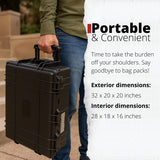 Koah Weatherproof 32 Inch Transport Roller Hard Case with Customizable Foam (Black)