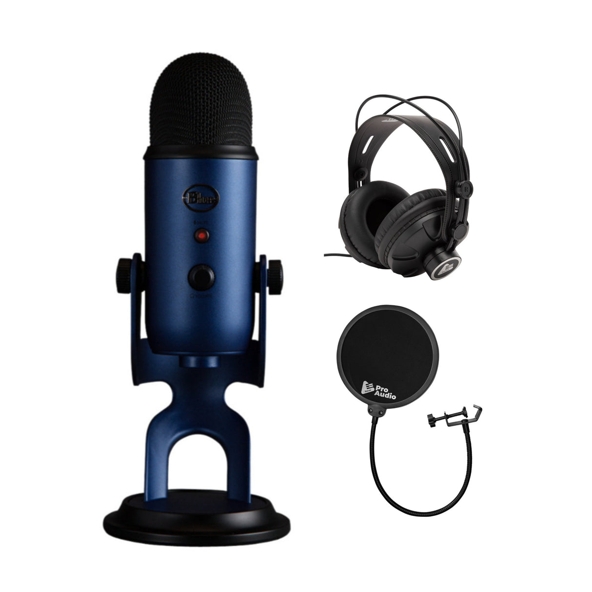 Blue Microphones Yeti USB Microphone Bundle with Headphones and Pop Filter