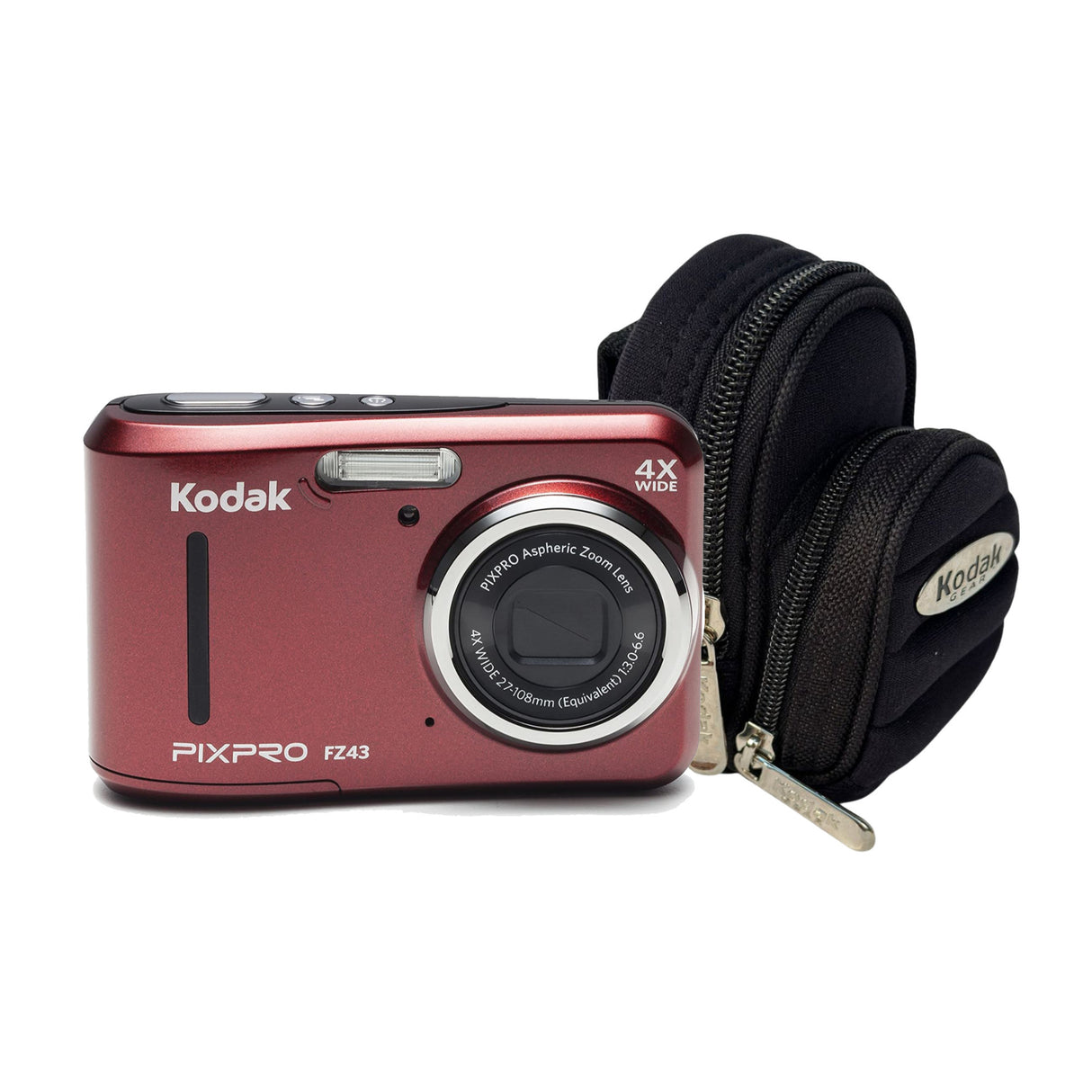 KODAK PIXPRO FZ43 16 MP Digital Camera (Red) with Camera Case Bundle