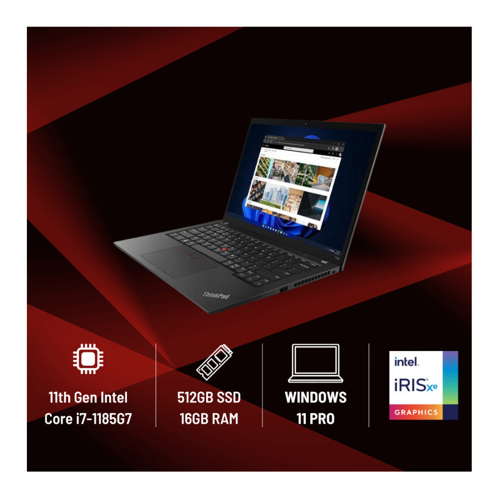 Lenovo ThinkPad T14s Gen 2 14" FHD Laptop, Intel Core i7-1185G7, 16GB RAM, 512GB SSD, Windows 11 Pro (Certified Refurbished)