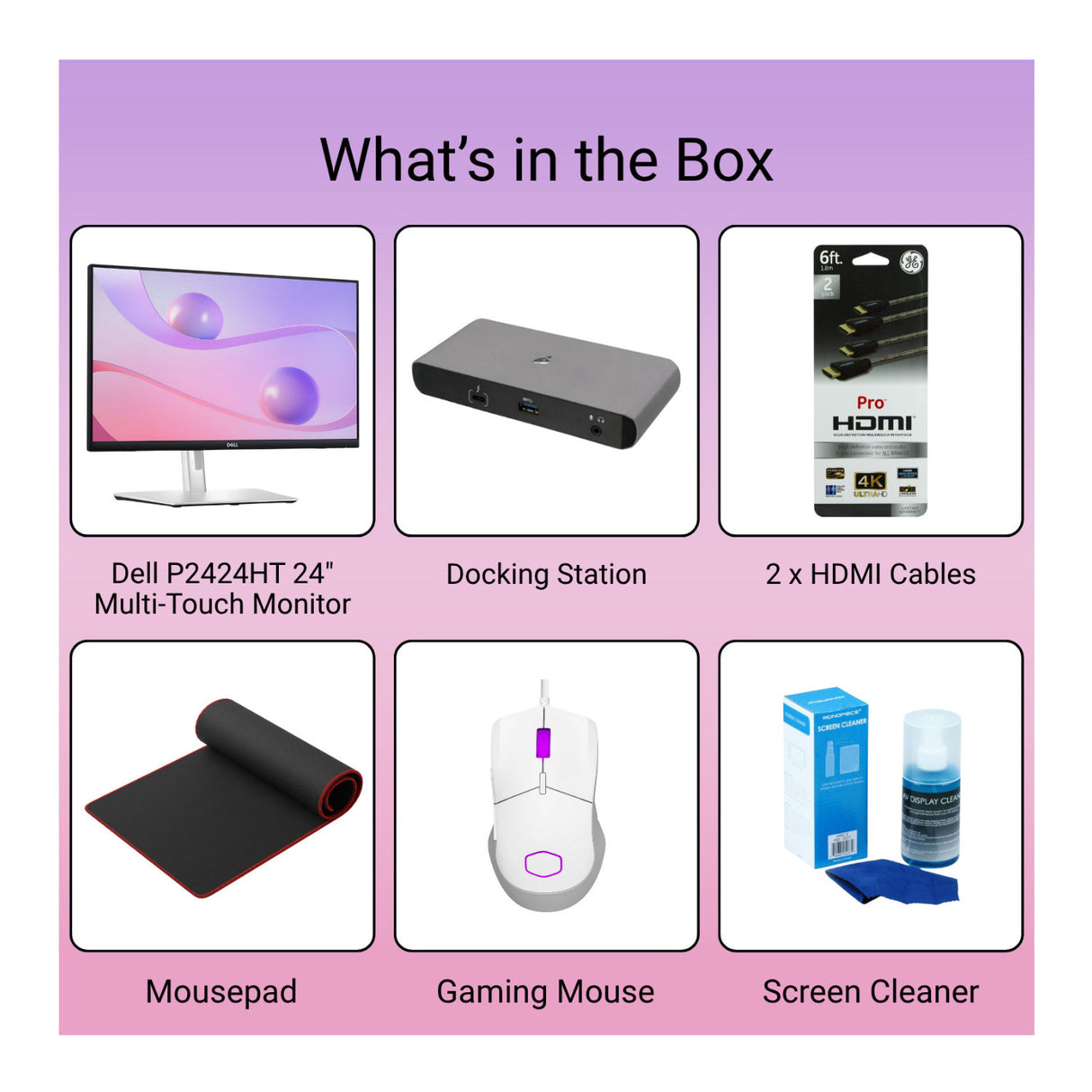Dell P2424HT 24-Inch Multi-Touch FHD 16:9 IPS Display Monitor Bundle