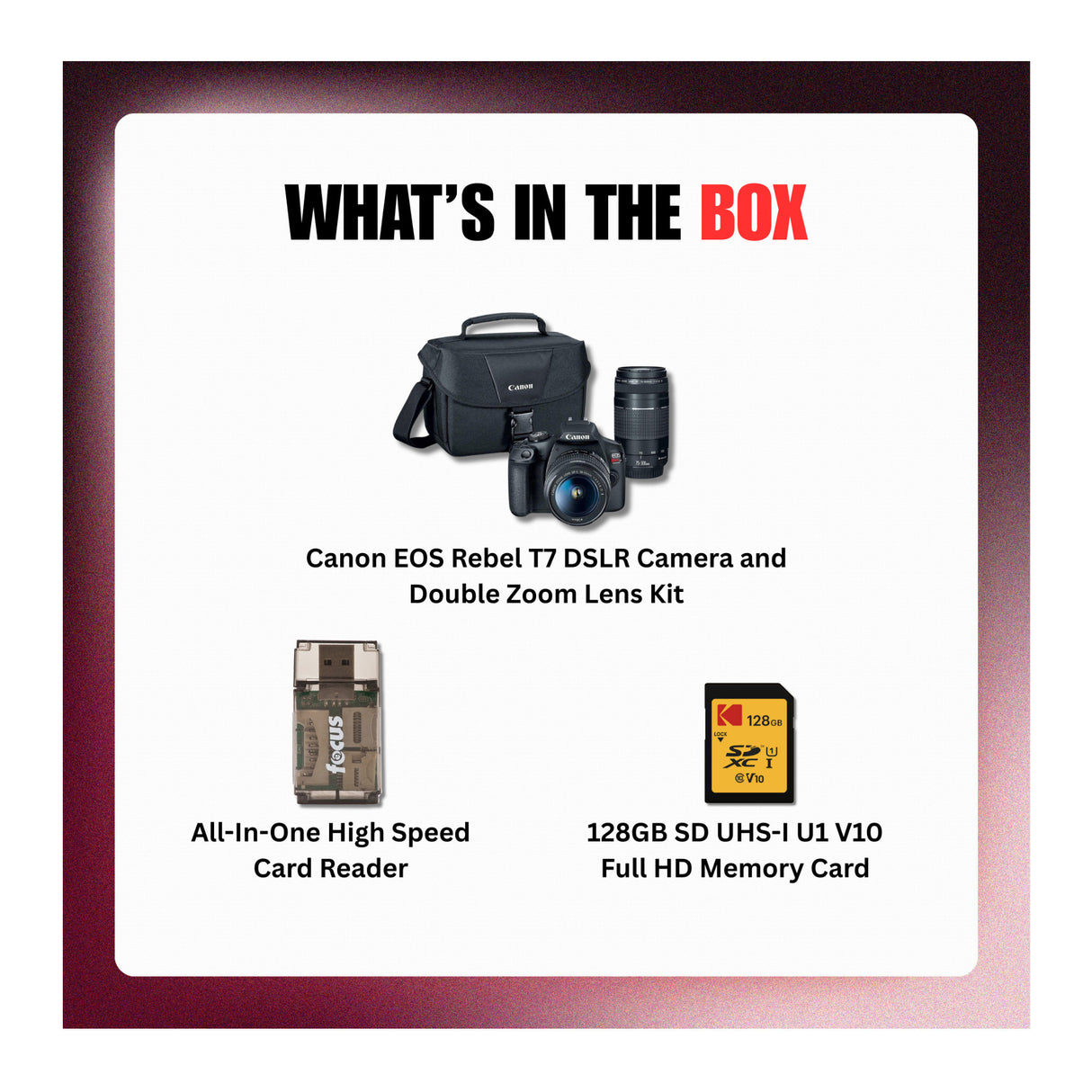 Canon EOS Rebel T7 DSLR Camera and EF 75-300mm Double Zoom Lens Kit Bundle