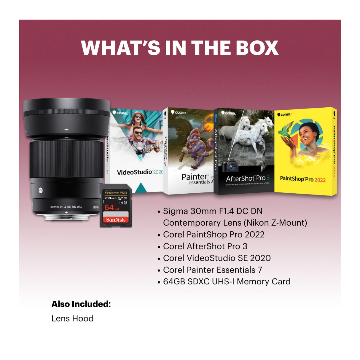 Sigma 30mm F1.4 DC DN Contemporary Lens (Nikon Z-Mount) Bundle