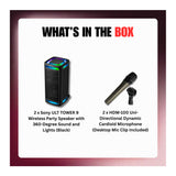 Sony ULT TOWER 9 Wireless Party Speaker 360-Degree Sound (Black, 2-Pack) Bundle