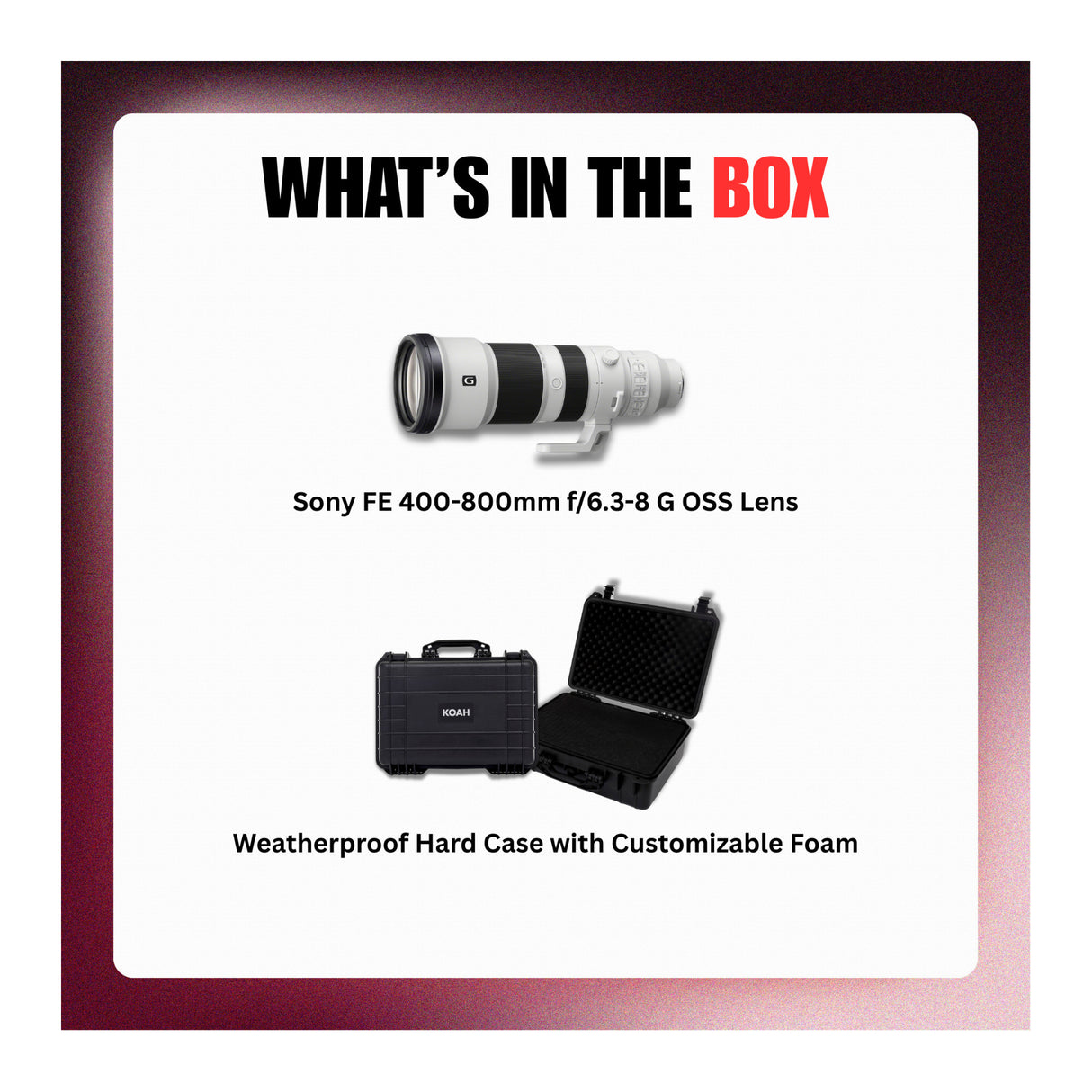 Sony FE 400-800mm f/6.3-8 G OSS Lens with Weatherproof Hard Case Bundle