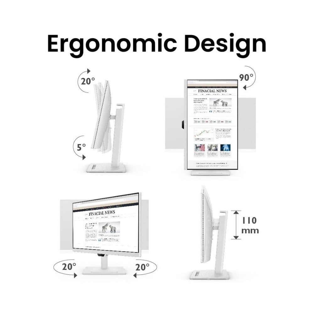 BenQ GW3290QT 31.5 Inch 2K QHD USB-C Ergonomic Eye-Care Professional Monitor (White)