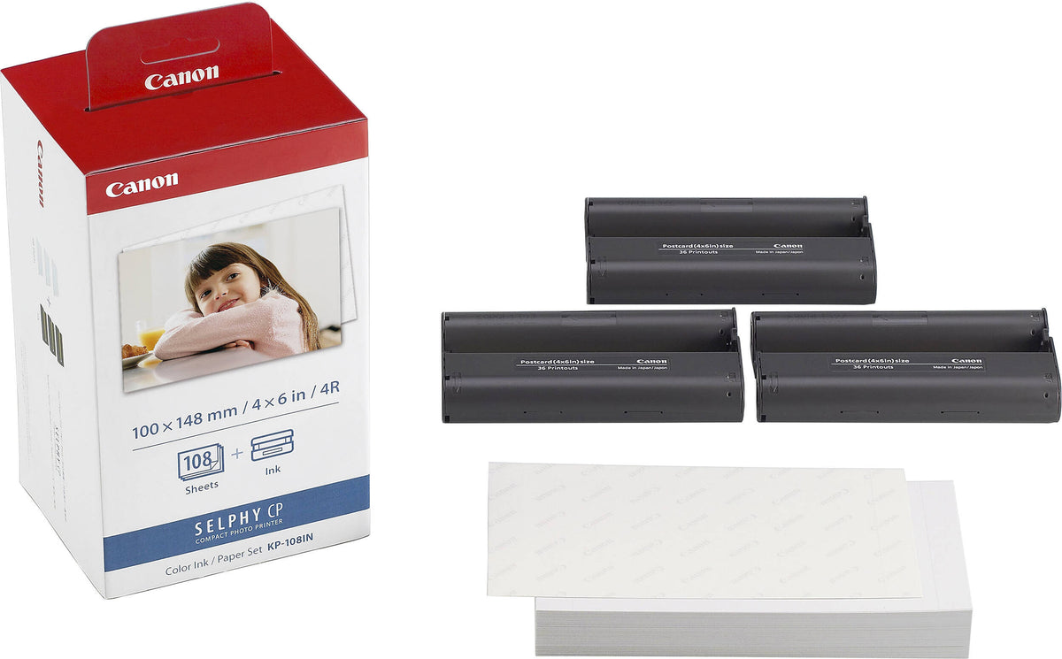 Canon Selphy CP1500 Wireless Compact Photo Printer (Black) Bundle