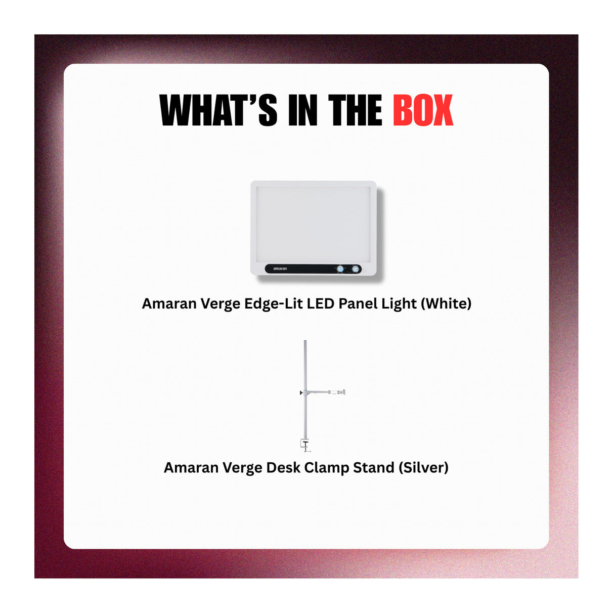 Amaran Verge Edge-Lit LED Panel Light Flicker-Free Eye-Safe (White, US) Bundle