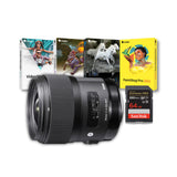 Sigma 35mm f14 DG HSM ART Lens for Nikon F + Corel Software + SanDisk 64GB Memory Card Kit