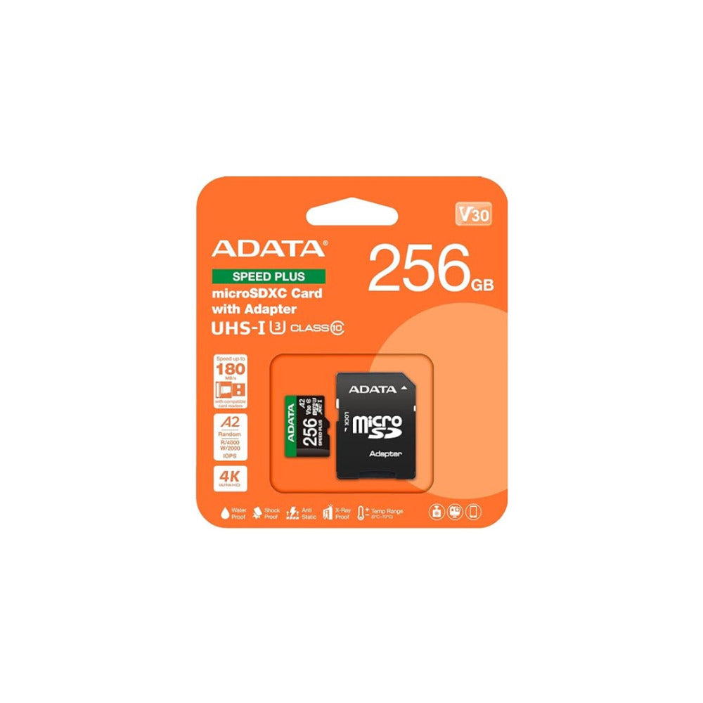 ADATA Speed Plus 256GB microSDXC Card with Adapter  Fast Read Up to 180MB/s