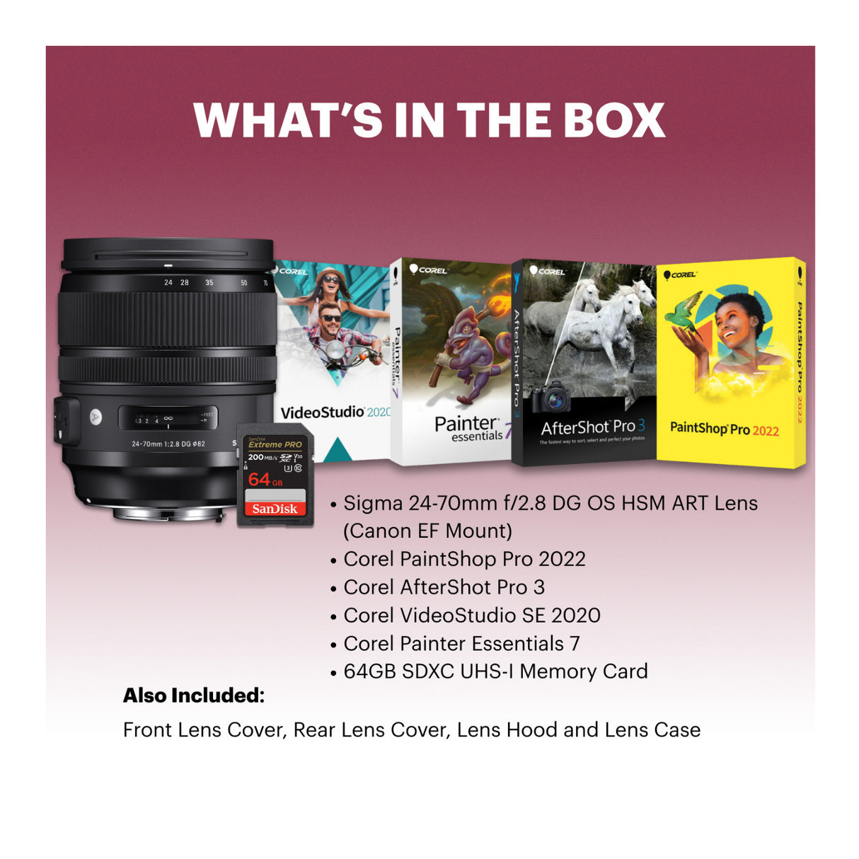 Sigma 24-70mm f/2.8 DG OS HSM ART Lens (Canon EF) with Software and Memory Card