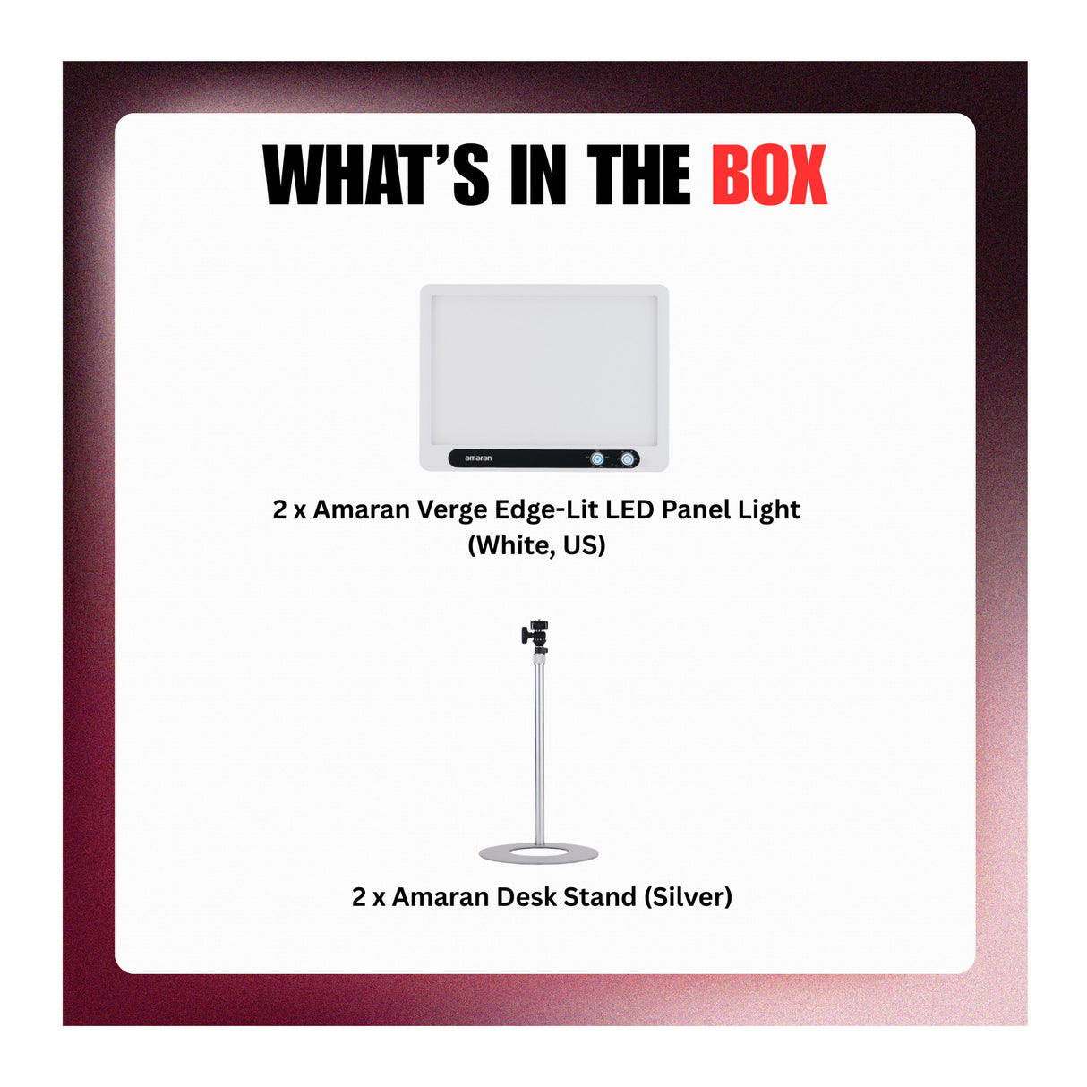 Amaran Verge Edge-Lit LED Panel Light (White, US) with Desk Stand Bundle