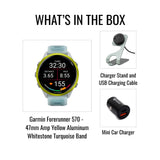 Garmin Forerunner 570 47mm Smartwatch (Amp Yellow/Whitestone Turquoise) and Accessories Bundle