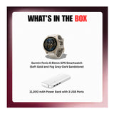 Garmin Fenix 8 43mm GPS Smartwatch (Soft Gold/Fog Gray-Dark Sandstone) Bundle