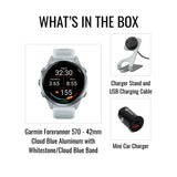 Garmin Forerunner 570 42mm GPS Running Smartwatch (Cloud Blue/Whitestone) Bundle